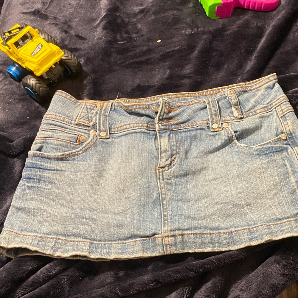 Younique Denim Skirt with Gold Stitching